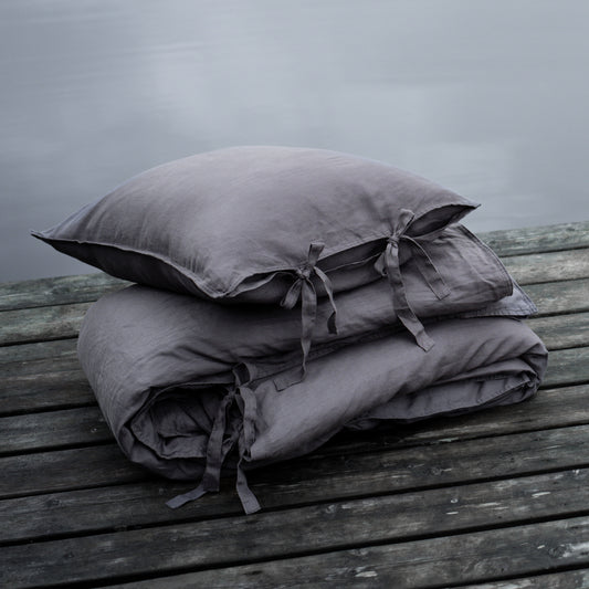 Pellava-pussilakanasetti | tummanharmaa