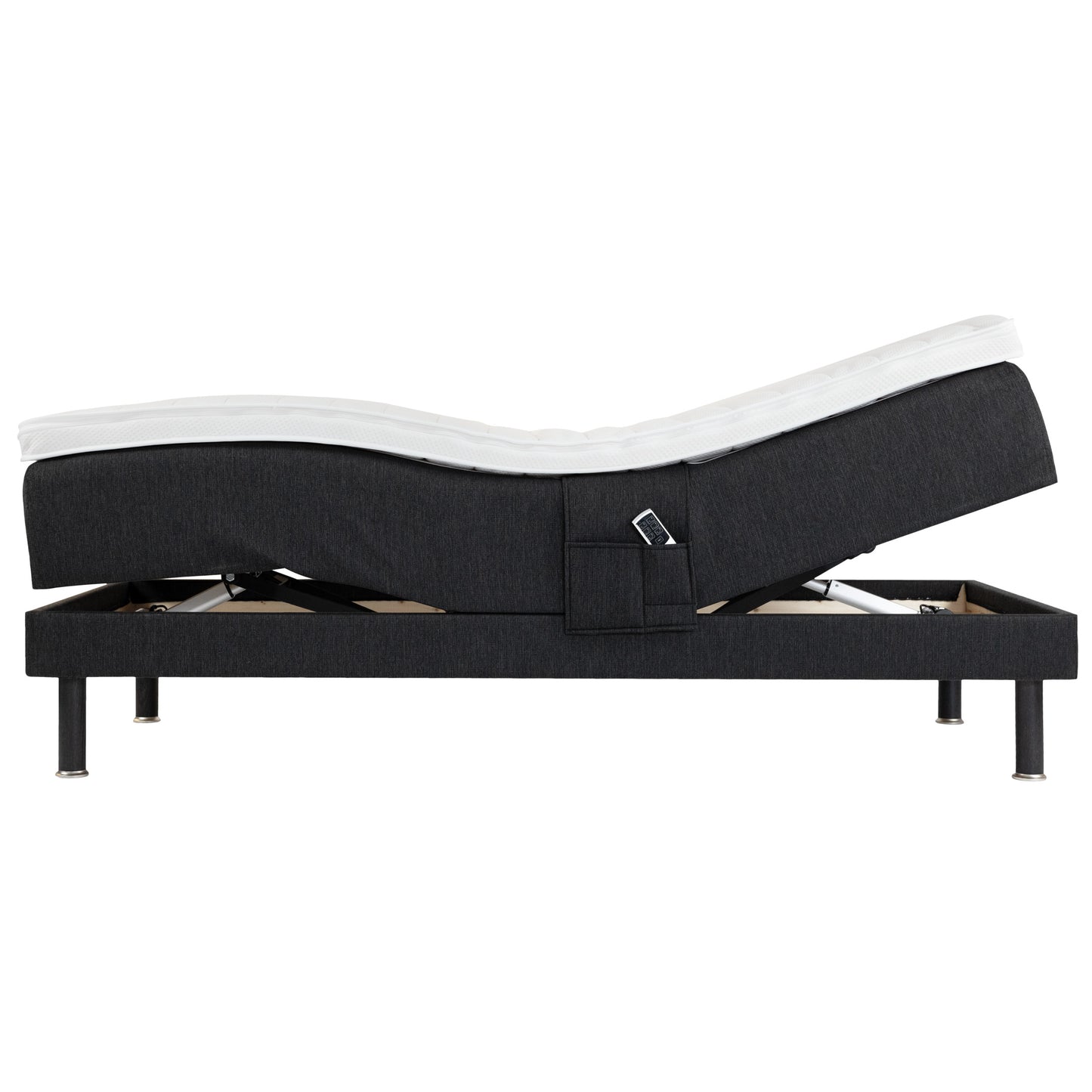 Zone Lux adjustable bed 90x200 cm medium spring + memory foam | dark grey