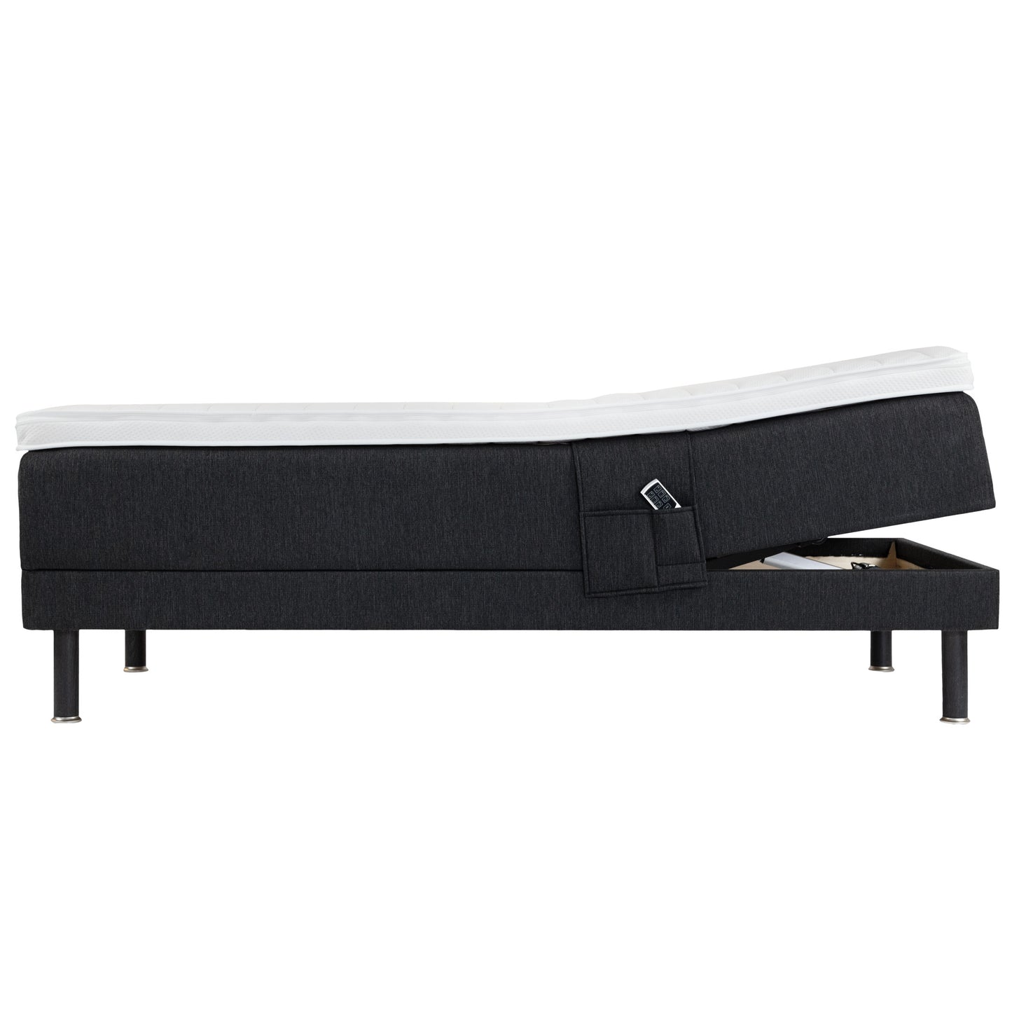 Zone Lux adjustable bed 90x200 cm medium spring + memory foam | dark grey