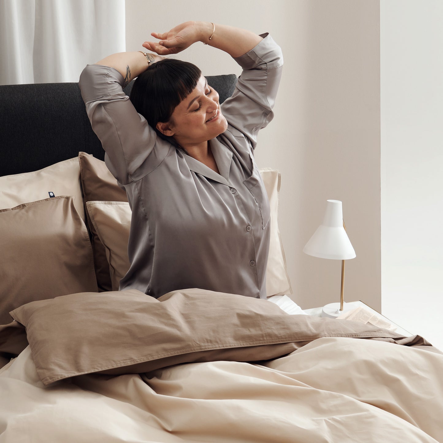 Percale duvet cover set | bark