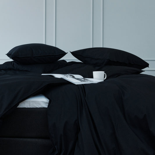 Percale duvet cover set | soot black