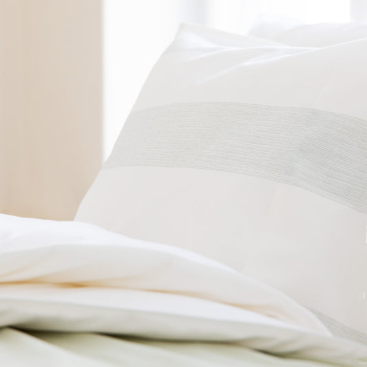 Stripe Percale duvet cover set | sage