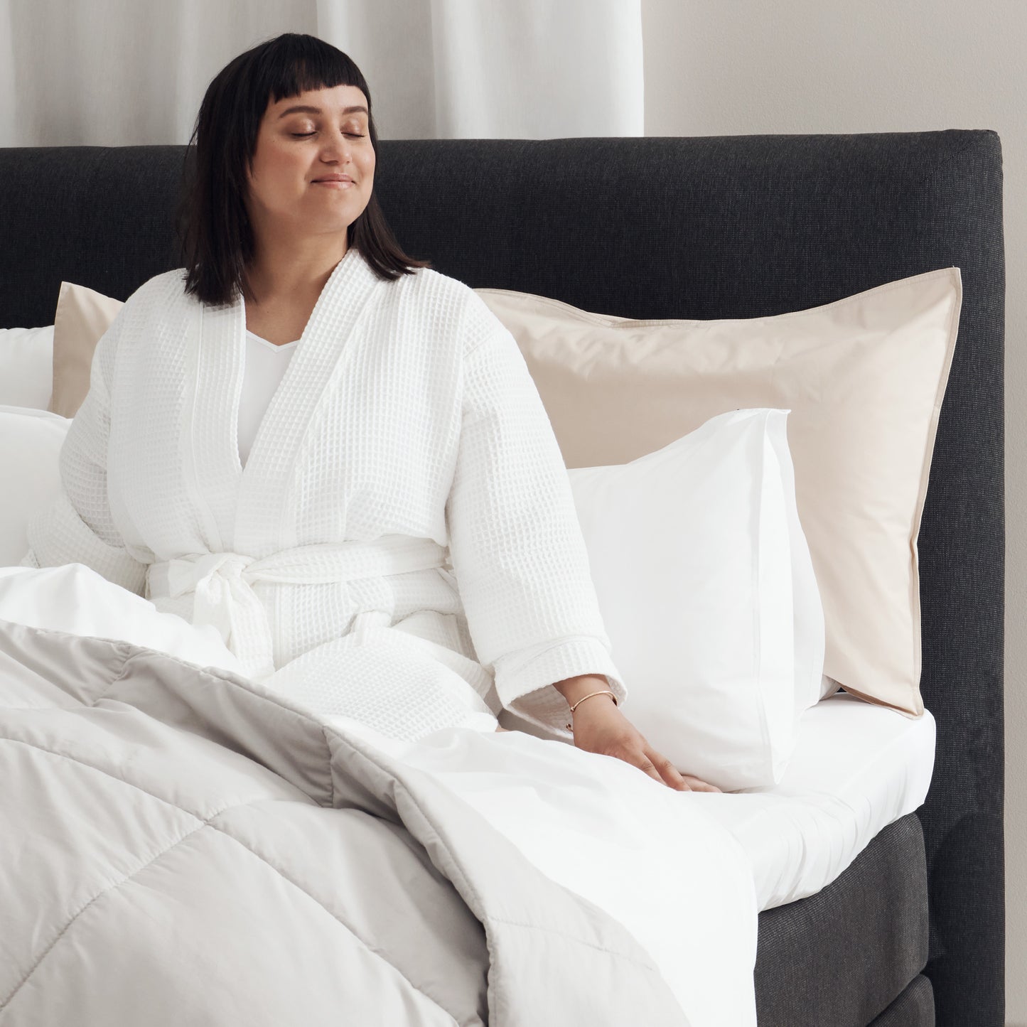 Waffle bathrobe 2XL–3XL | white