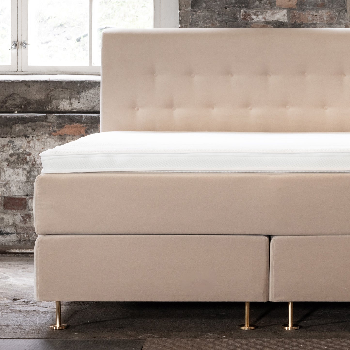 Velvet Lux continental bed bundle 180x200 cm | beige