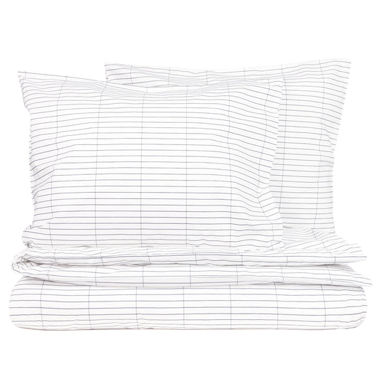 Viivasto Percale double duvet cover set | white/black