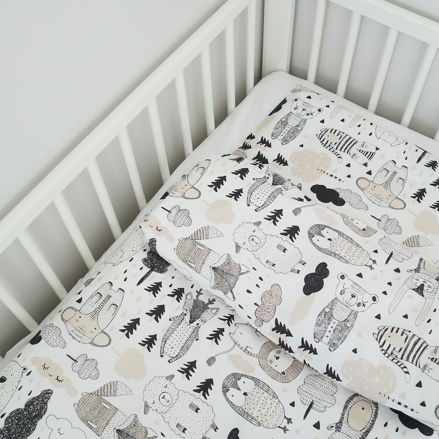 Kaverit Organic baby duvet cover set | white/cocoa